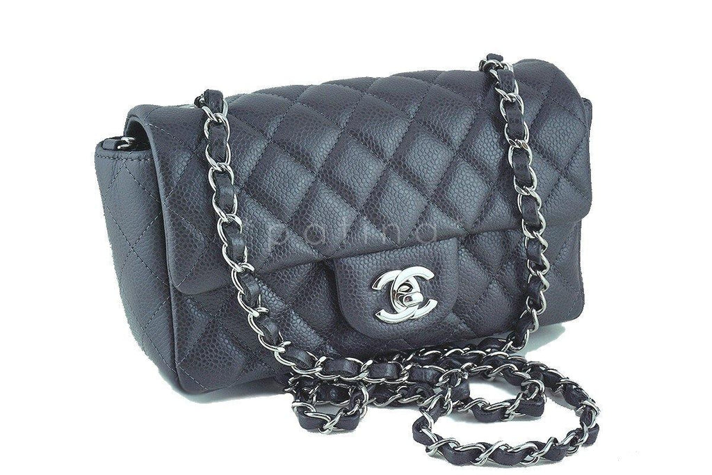 Chanel Dark Gray Classic Quilted Rectangular Mini 2.55 Flap Bag