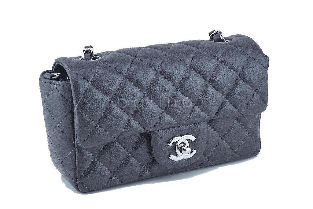 Chanel Dark Gray Classic Quilted Rectangular Mini 2.55 Flap Bag