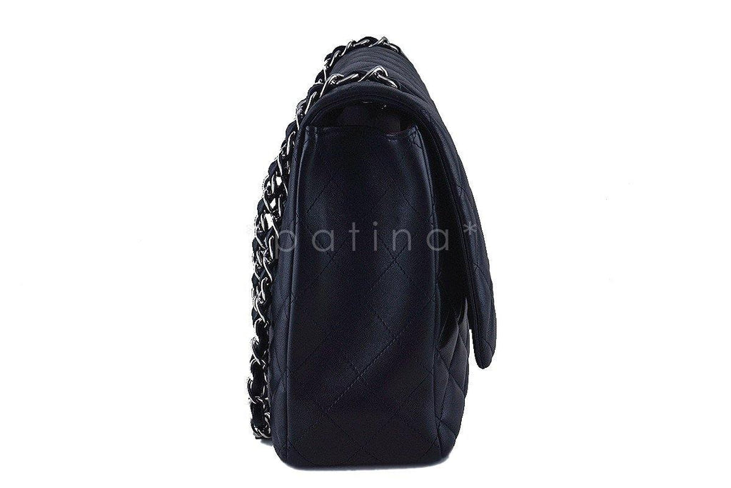 Chanel Black 13in. Maxi Quilted Classic 2.55 Jumbo XL Flap Bag SHW