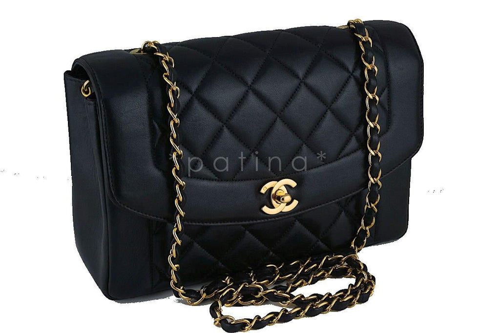 Chanel Black Rare Vintage Quilted Classic Pocket "Diana" Shoulder Flap Bag
