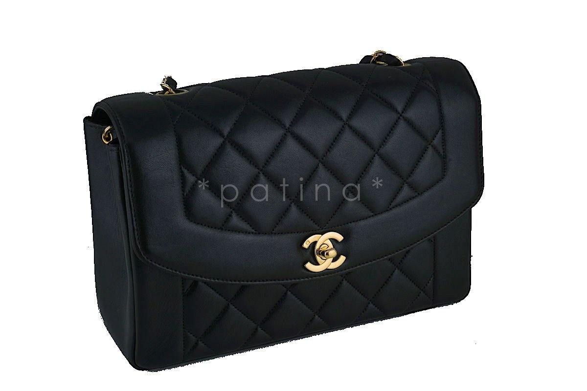 Chanel Black Rare Vintage Quilted Classic Pocket "Diana" Shoulder Flap Bag