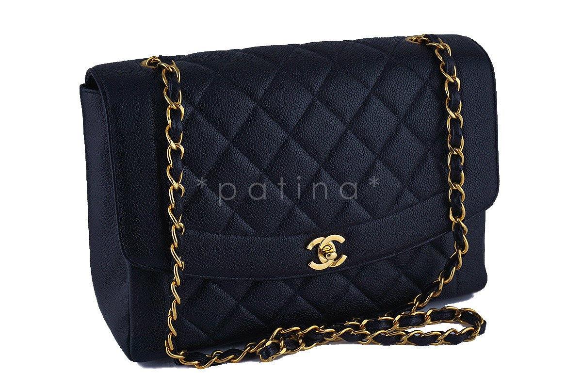 Rare 11" Chanel Black Vintage Quilted Classic Diana Shoulder Flap Bag 62047