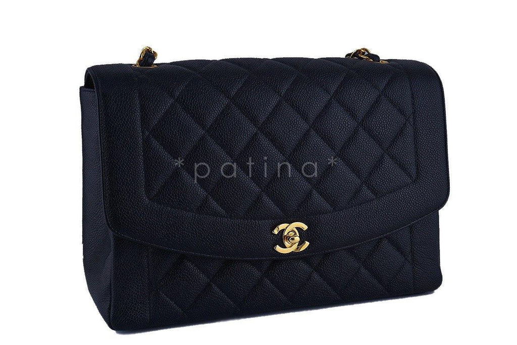 Rare 11" Chanel Black Vintage Quilted Classic Diana Shoulder Flap Bag 62047