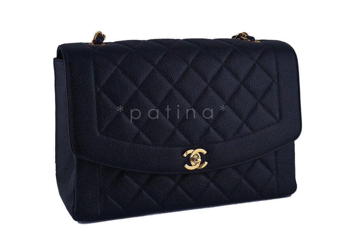 Rare 11" Chanel Black Vintage Quilted Classic Diana Shoulder Flap Bag 62047