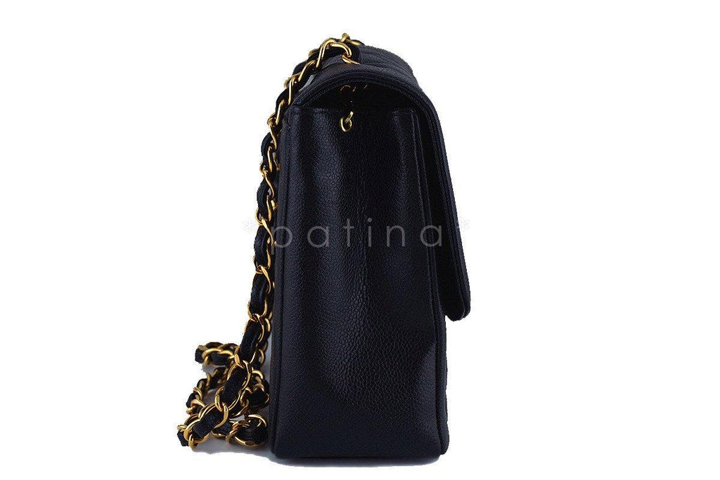 Rare 11" Chanel Black Vintage Quilted Classic Diana Shoulder Flap Bag 62047