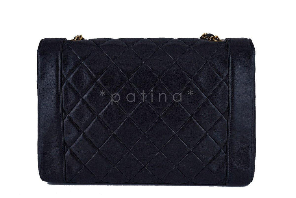 Chanel 11in. Black Vintage Quilted Classic Angled "Diana" Flap Bag