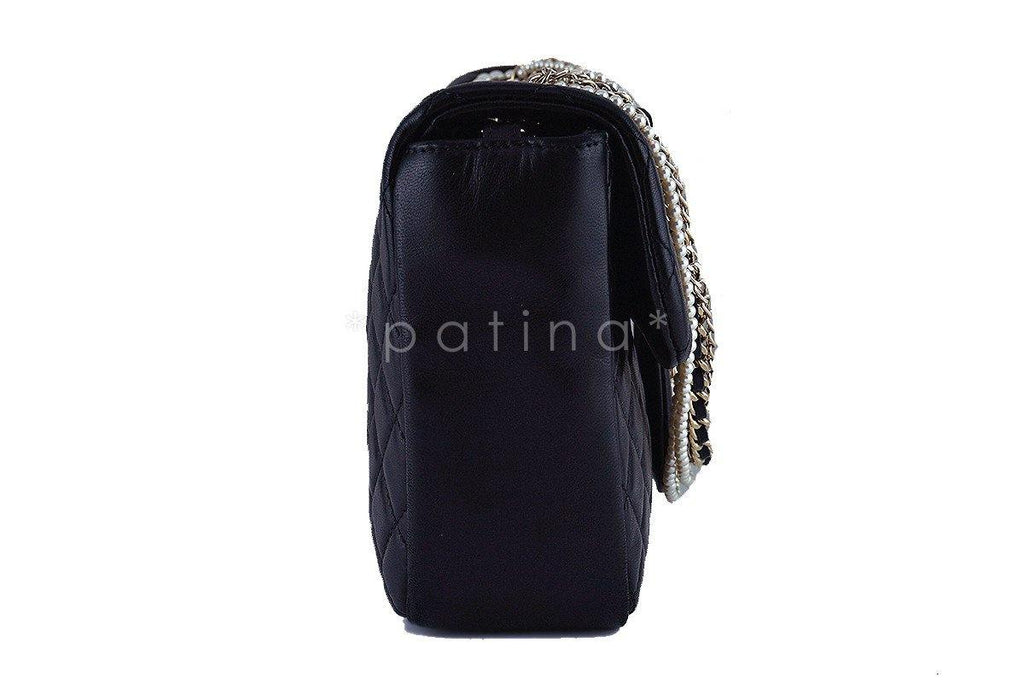 Rare Chanel Black Westminster Pearl Classic Quilted Flap Bag
