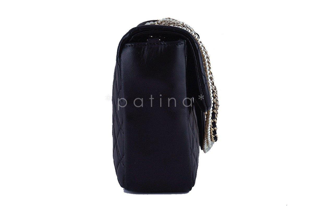 Rare Chanel Black Westminster Pearl Classic Quilted Flap Bag