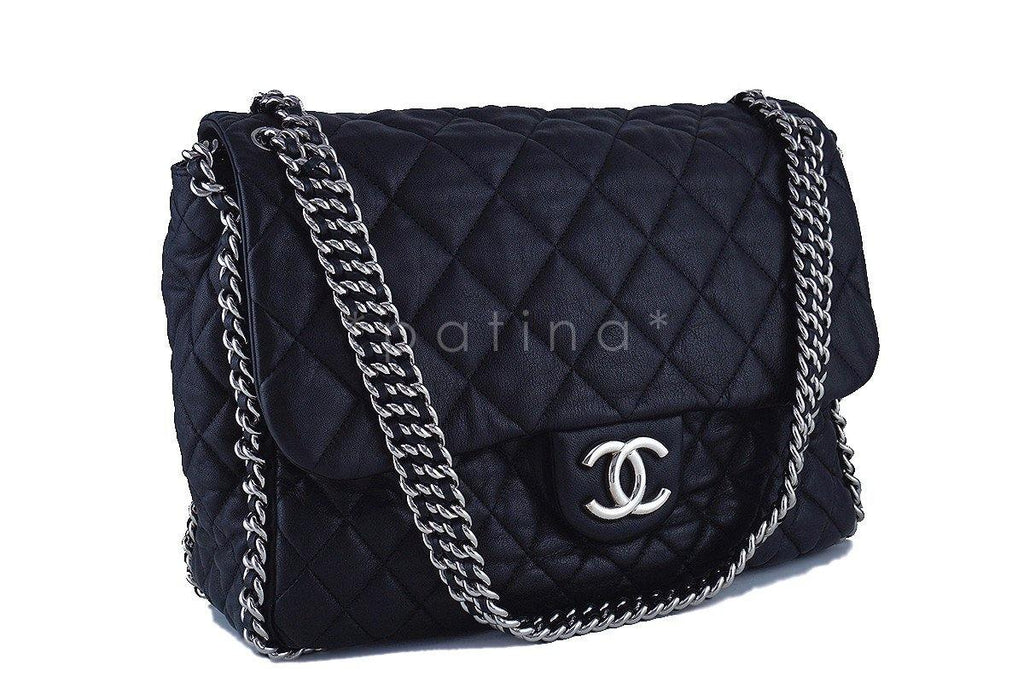Chanel Black Chain Around Maxi Luxe Flap Bag
