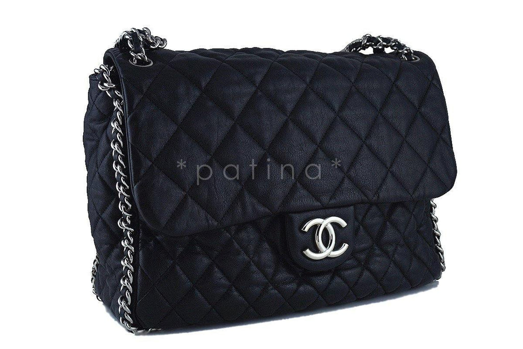 Chanel Black Chain Around Maxi Luxe Flap Bag