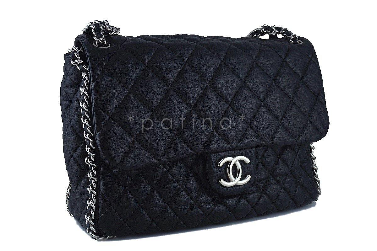 Chanel Black Chain Around Maxi Luxe Flap Bag