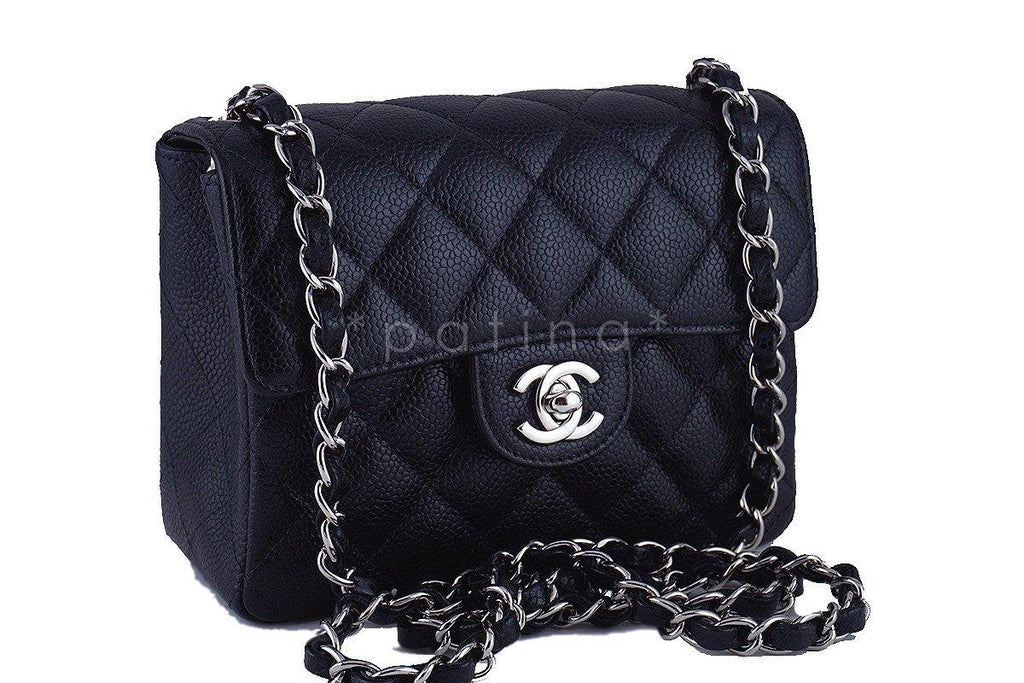 Chanel Black Caviar Classic Quilted Square Mini 2.55 Flap Bag, SHW