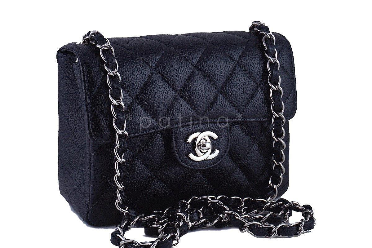 Chanel Black Caviar Classic Quilted Square Mini 2.55 Flap Bag, SHW