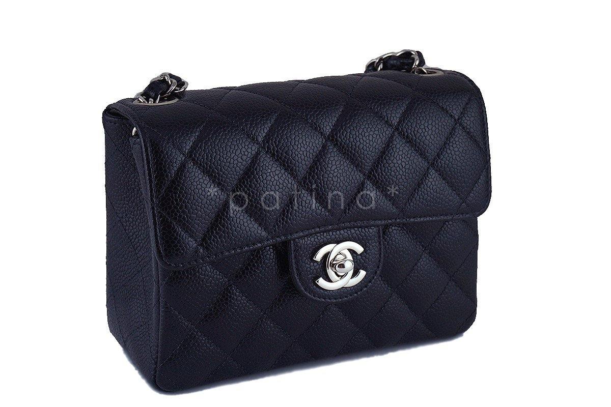 Chanel Black Caviar Classic Quilted Square Mini 2.55 Flap Bag, SHW