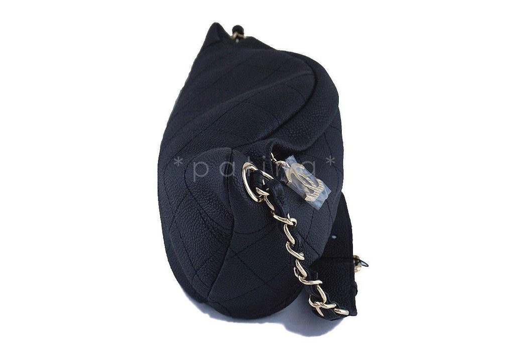 17P NWT Chanel Black Caviar Soft Quilted Classic Fanny Pack Bag