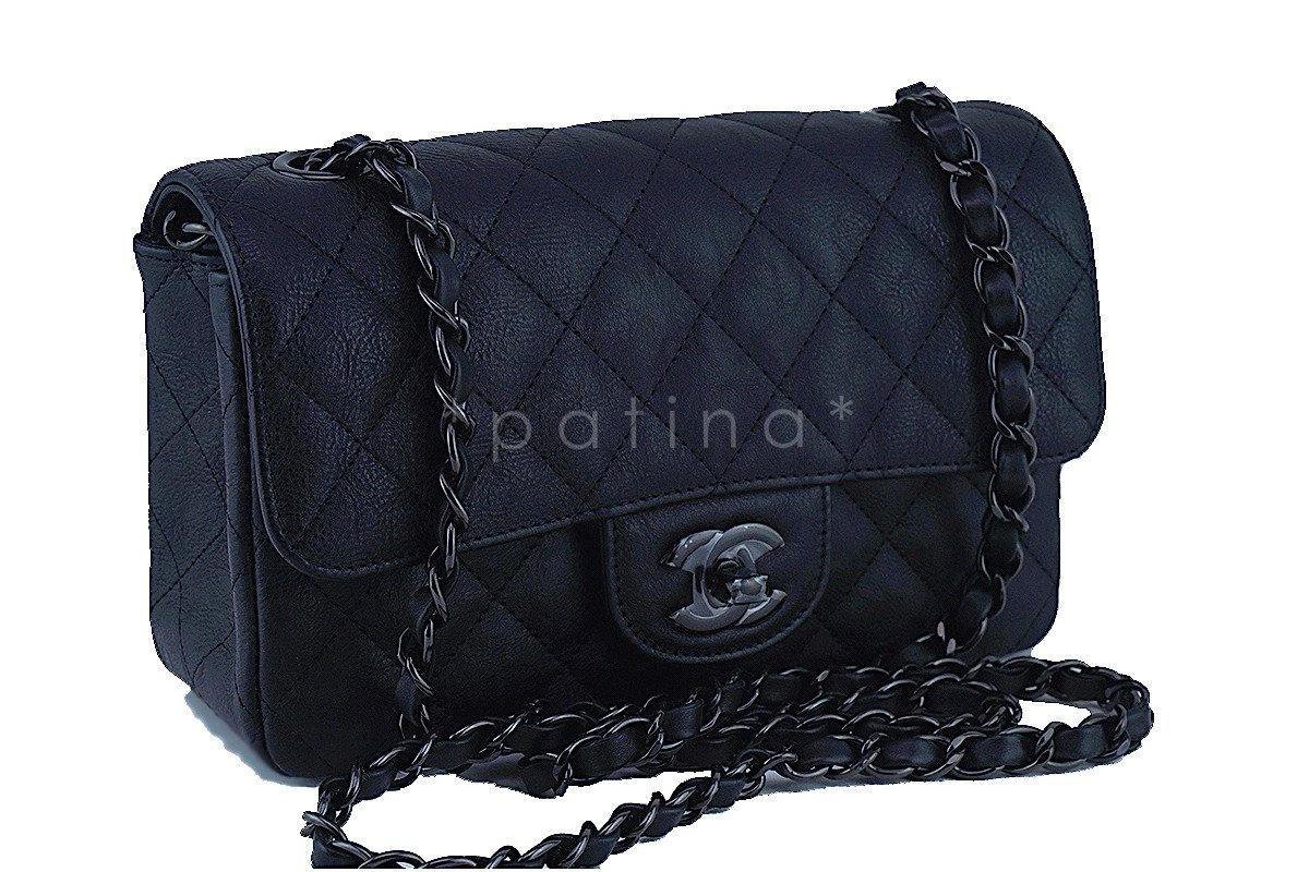 NWT 17S Chanel So Black Classic Mini 2.55 Rectangular Flap Bag