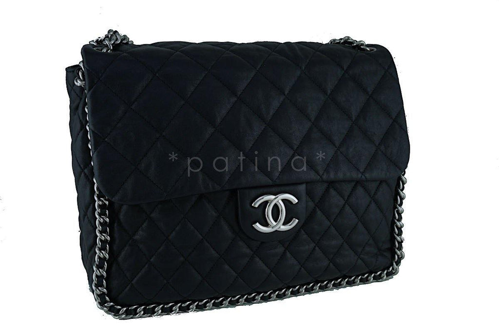 Chanel Black Chain Around Maxi Luxe Flap Bag