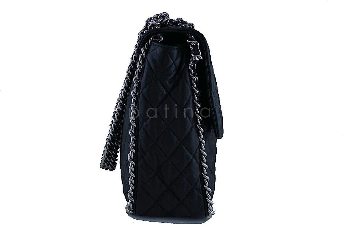 Chanel Black Chain Around Maxi Luxe Flap Bag