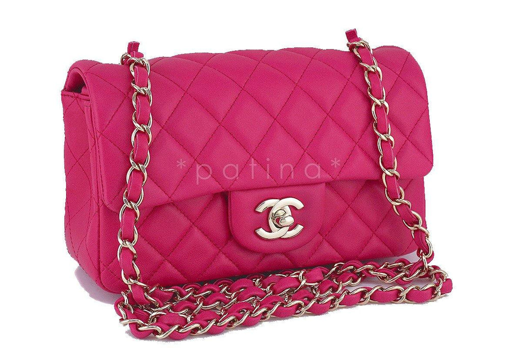 Chanel Fuchsia Pink Classic Quilted Rectangular Mini 2.55 Flap Bag, GHW