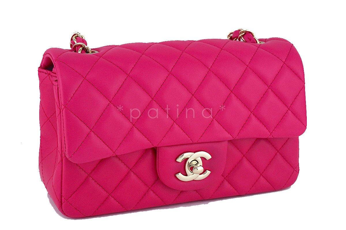 Chanel Fuchsia Pink Classic Quilted Rectangular Mini 2.55 Flap Bag, GHW