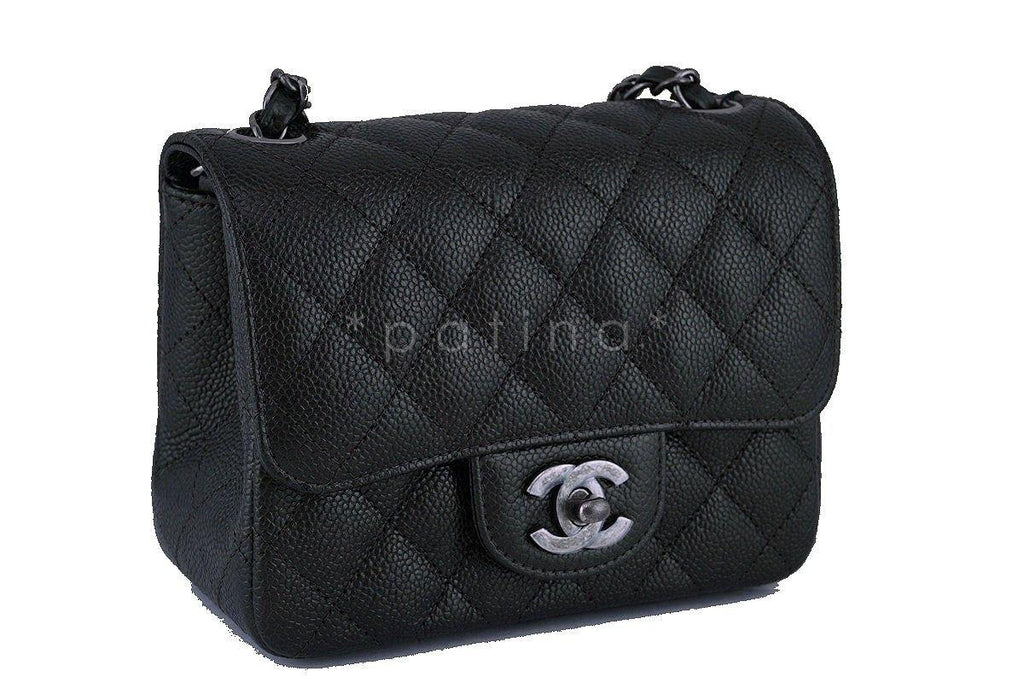NWT 17S Chanel Charcoal Gray Classic Quilted Square Mini 2.55 Flap Bag