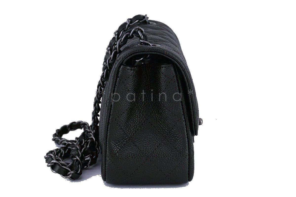 NWT 17S Chanel Charcoal Gray Classic Quilted Square Mini 2.55 Flap Bag