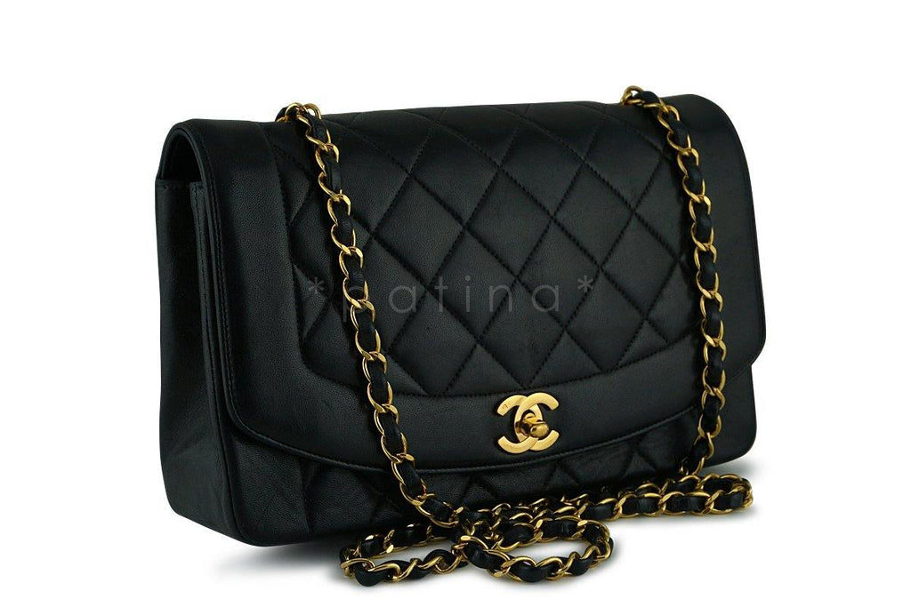 Chanel Black Vintage Quilted Classic "Diana" Shoulder Flap Bag 24k GHW