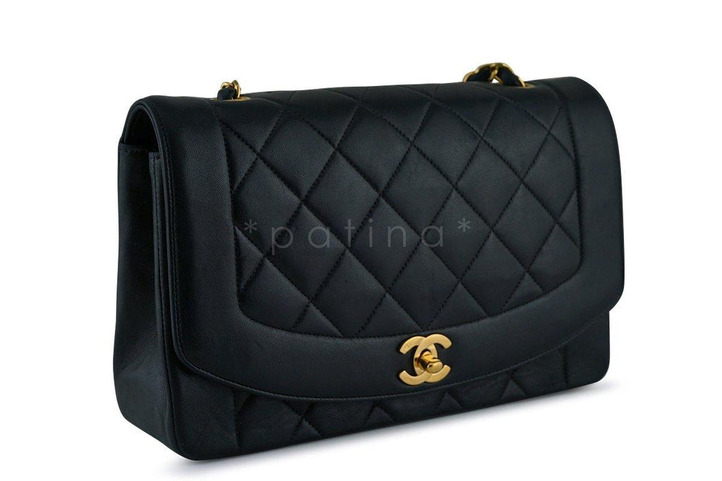 Chanel Black Vintage Quilted Classic "Diana" Shoulder Flap Bag 24k GHW