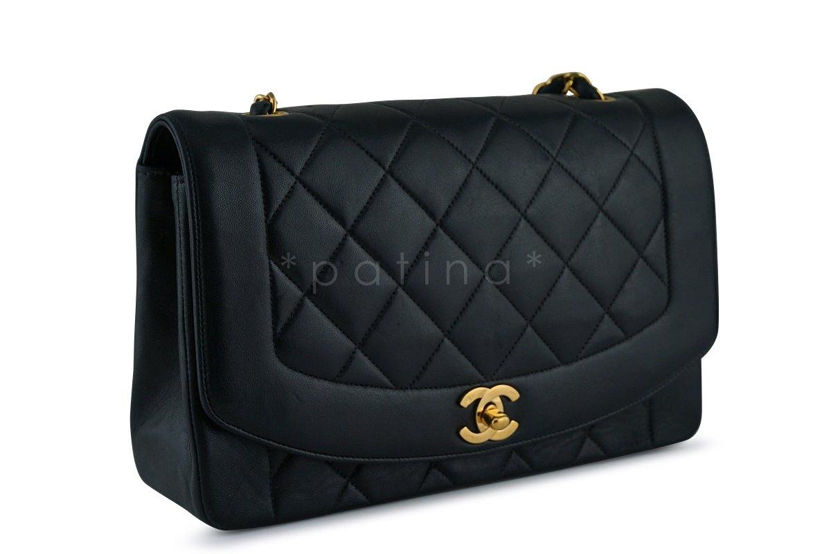 Chanel Black Vintage Quilted Classic "Diana" Shoulder Flap Bag 24k GHW