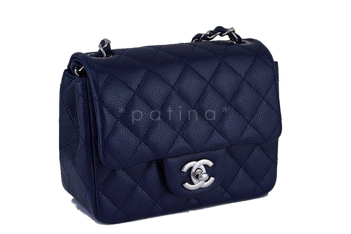 Chanel Navy Blue Caviar Classic Quilted Square Mini 2.55 Flap Bag