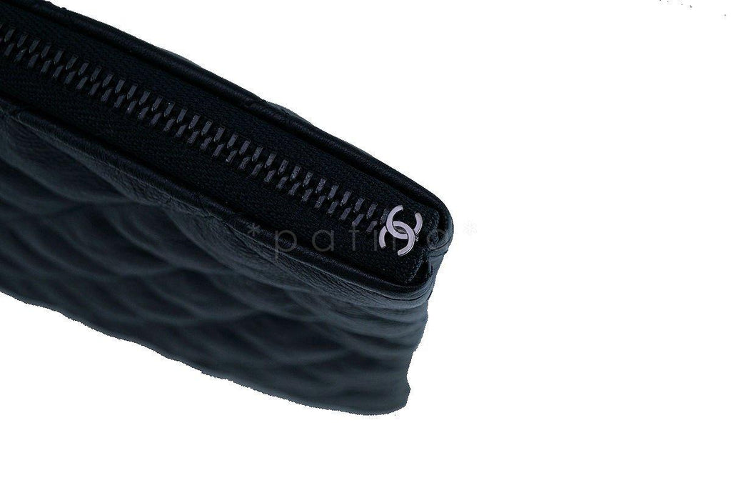 Chanel So Black Large Classic Quilted O Case Clutch Purse Bag