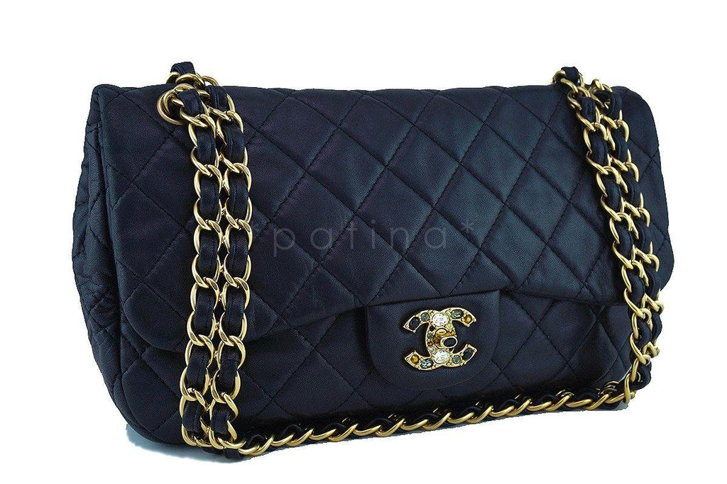 Chanel Black Precious Jewel Limited Jumbo Flap Bag