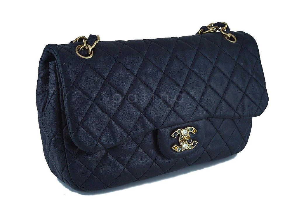 Chanel Black Precious Jewel Limited Jumbo Flap Bag