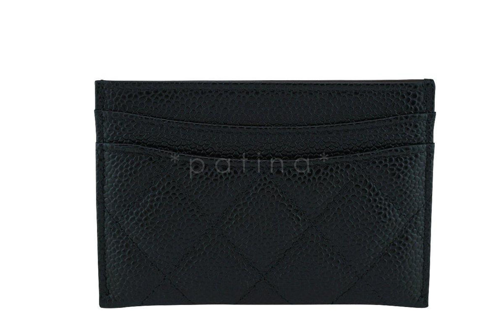 NWT Chanel Black Caviar Classic Slim Card Holder Case Wallet