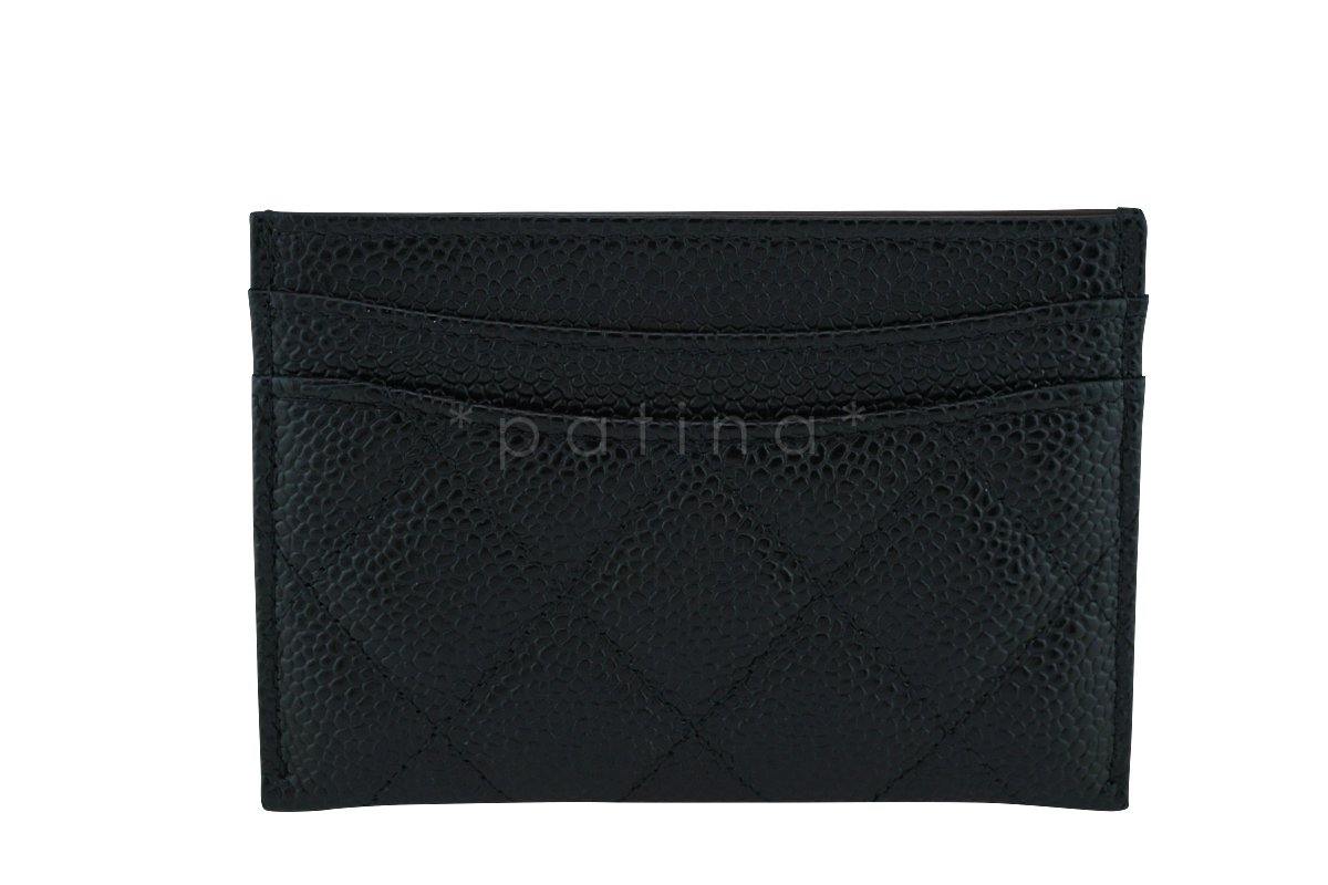 NWT Chanel Black Caviar Classic Slim Card Holder Case Wallet