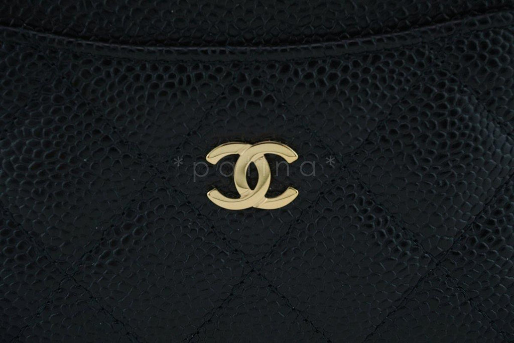 NWT Chanel Black Caviar Classic Slim Card Holder Case Wallet