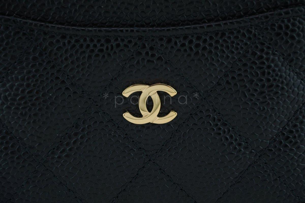 NWT Chanel Black Caviar Classic Slim Card Holder Case Wallet