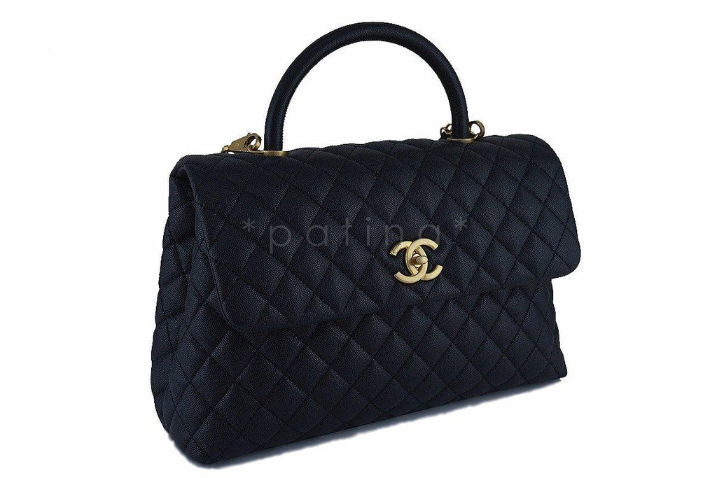 Chanel Black Large Caviar Coco Handle Shoulder Flap Kelly 2-Way Tote Bag GHW