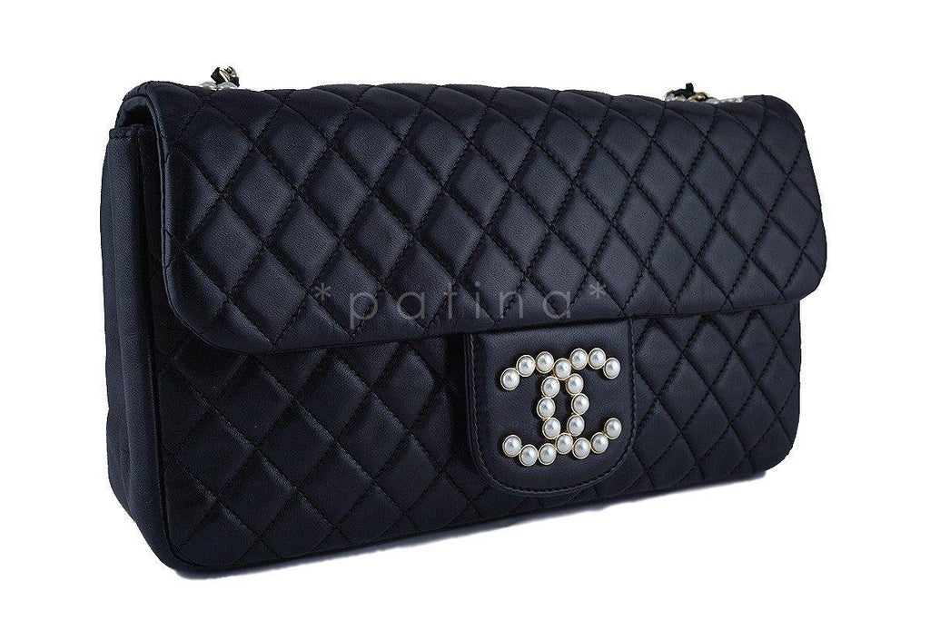 Chanel Black Rare Westminster Pearl Classic Quilted Flap Bag