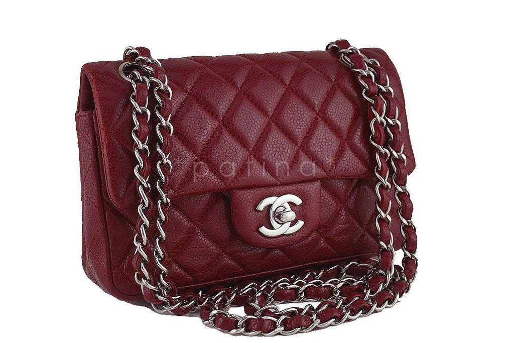 Chanel Caviar Dark Red Classic Quilted Rectangular Mini 2.55 Flap Bag