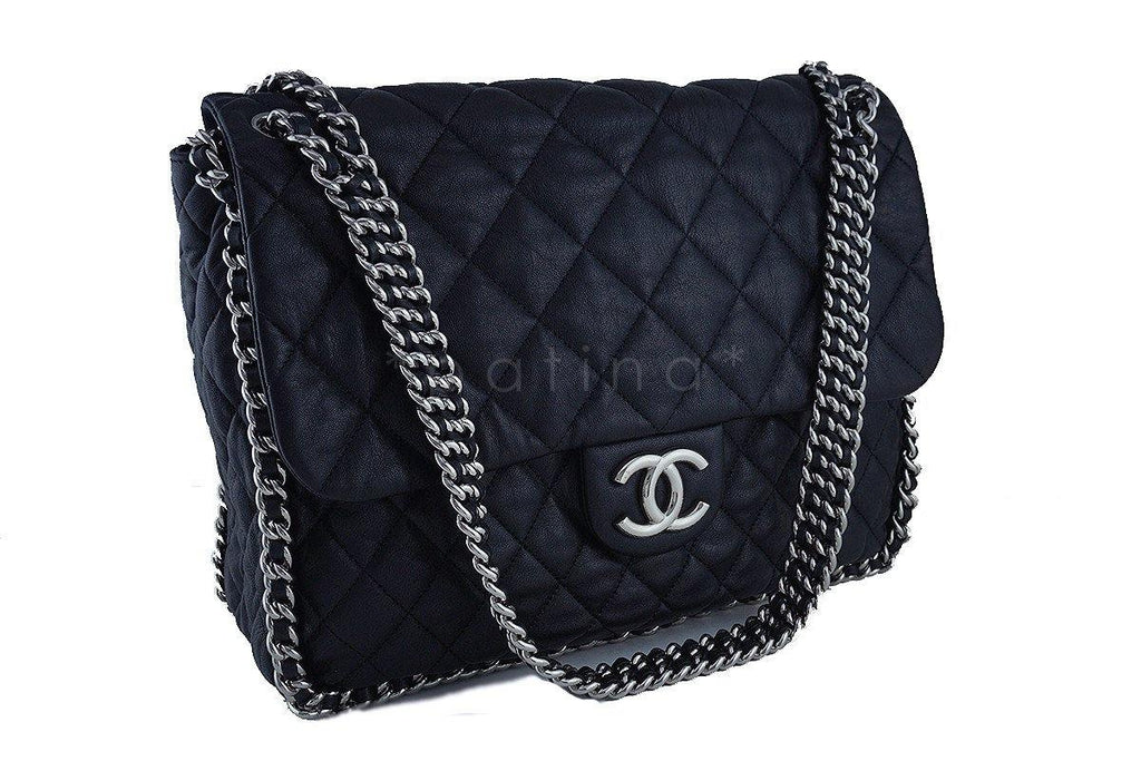Chanel Black Chain Around Maxi Luxe Flap Bag
