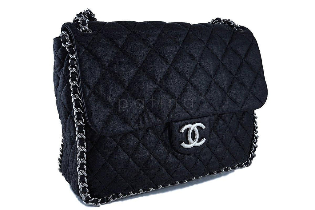Chanel Black Chain Around Maxi Luxe Flap Bag