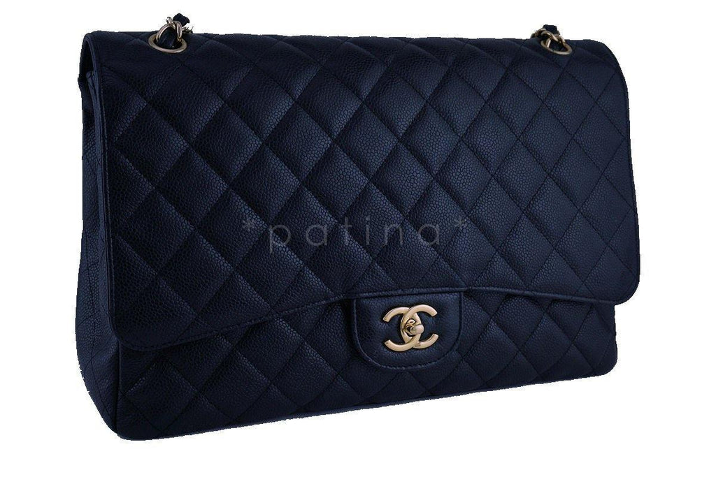 Chanel Black Caviar Maxi Quilted Classic 2.55 Jumbo XL Flap Bag GHW
