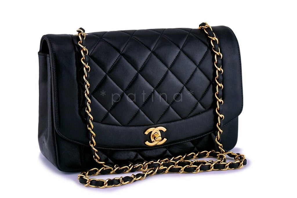 Chanel Black Vintage Quilted Classic "Diana" Shoulder Flap Bag 24k GHW