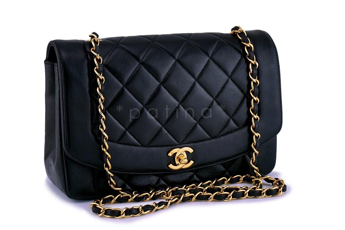 Chanel Black Vintage Quilted Classic "Diana" Shoulder Flap Bag 24k GHW