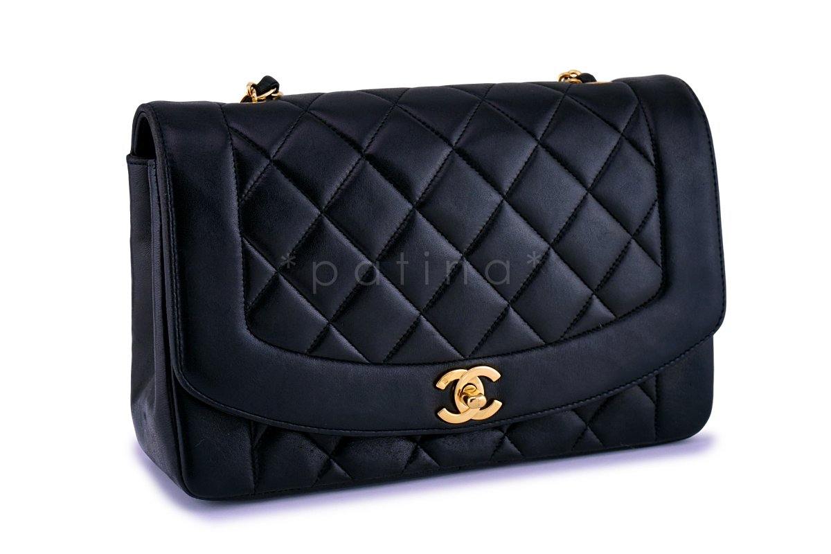 Chanel Black Vintage Quilted Classic "Diana" Shoulder Flap Bag 24k GHW