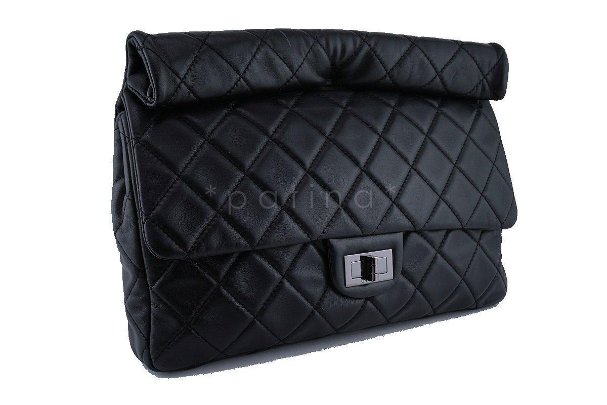 Chanel Black Classic Quilted Reissue Clutch Flap Purse Bag RHW