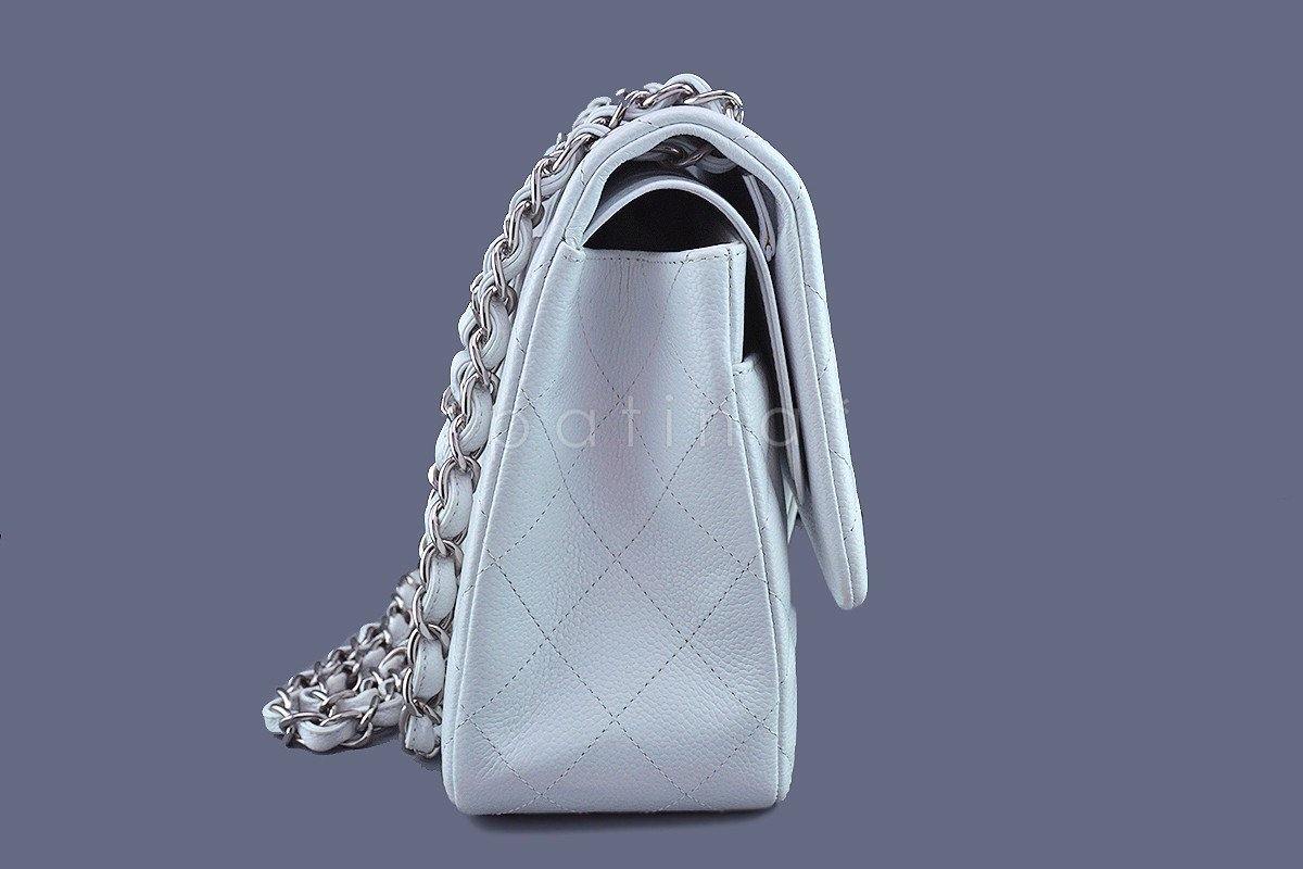 Chanel White Caviar Jumbo 2.55 Classic Double Flap Bag SHW