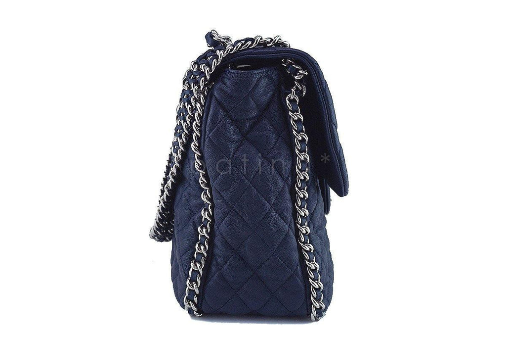 Chanel Navy Blue Chain Around Maxi Luxe Flap Bag