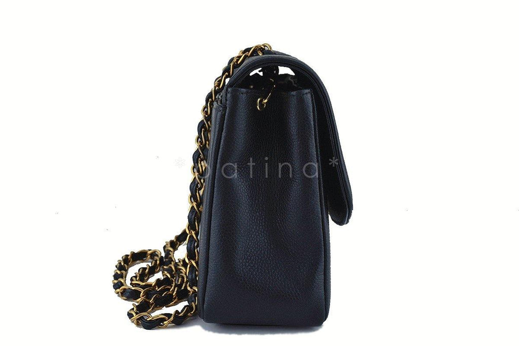 Chanel Black Caviar Vintage Quilted Classic Pocket "Diana" Flap Bag